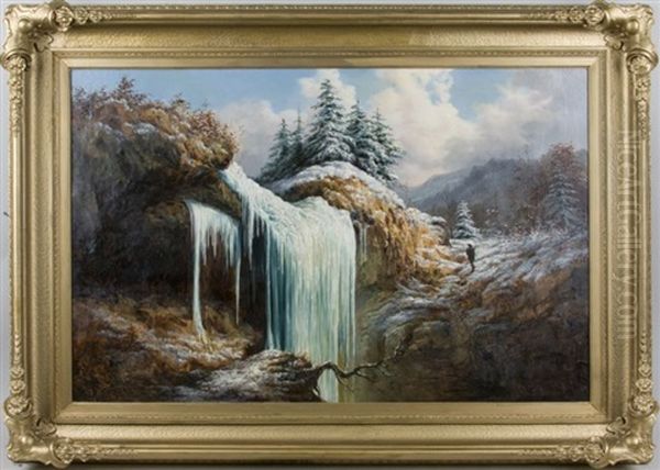 Frozen Falls Oil Painting by William Charles Anthony Frerichs