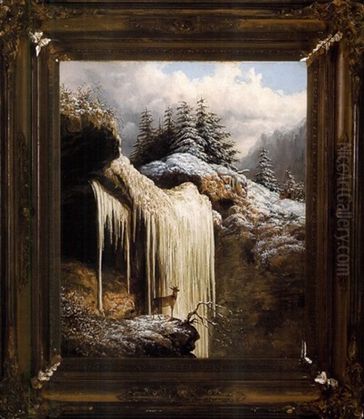 Frozen Falls Oil Painting by William Charles Anthony Frerichs