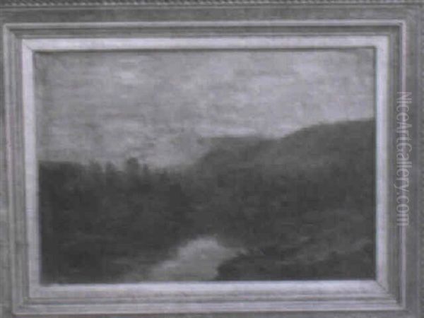 Mountainous River Scene Oil Painting by William Charles Anthony Frerichs