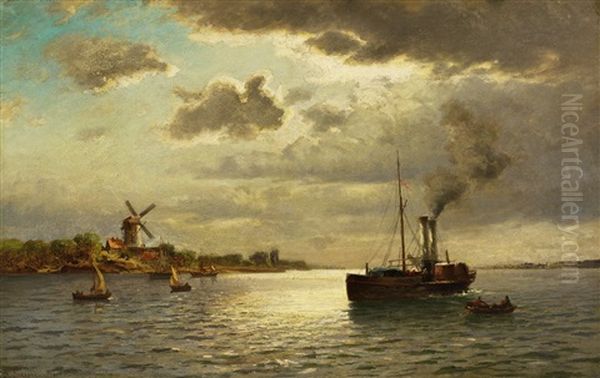 Raddampfer An Der Scheldemundung (?) Oil Painting by Richard Fresenius