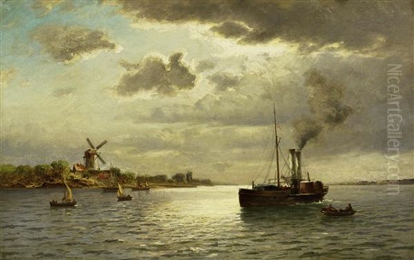 Raddampfer (an Der Scheldemundung?) Oil Painting by Richard Fresenius