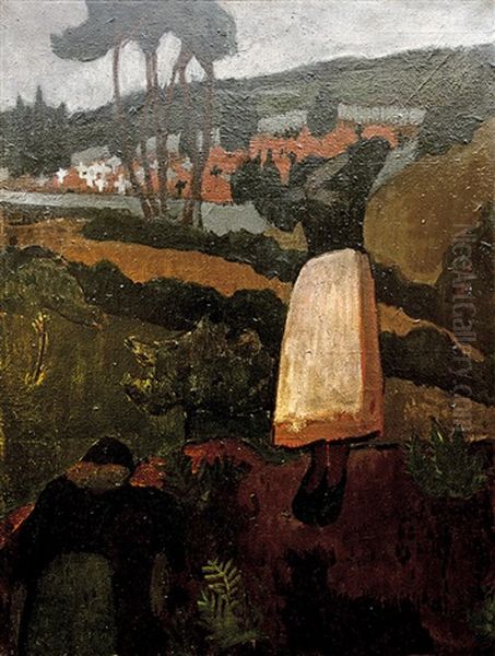 Bretonnes Devant Le Cimetiere Oil Painting by Roger de La Fresnaye