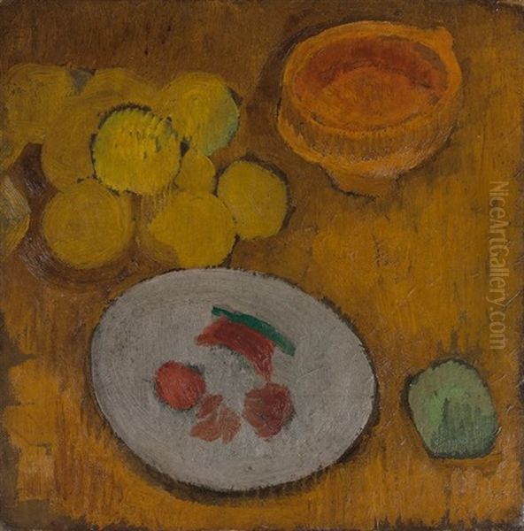 Nature Morte Aux Fruits, Bol Et Plats Oil Painting by Roger de La Fresnaye