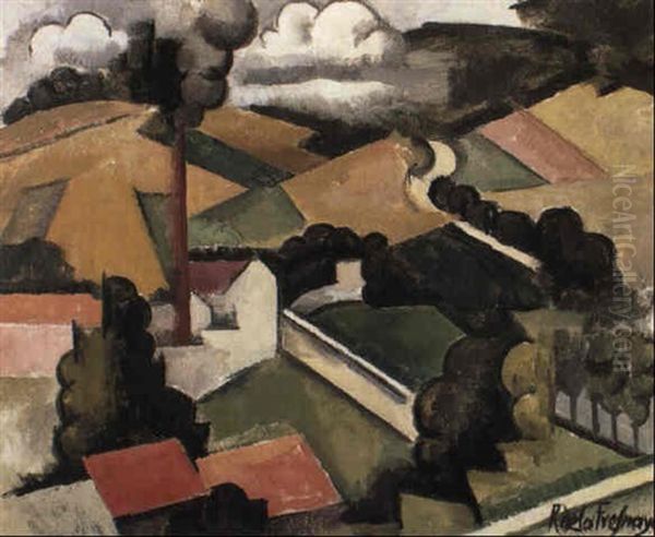 La Cheminee D'usine (paysage De Meulan) Oil Painting by Roger de La Fresnaye