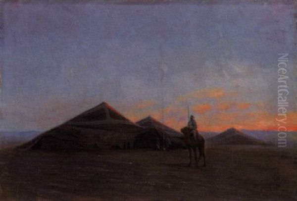 Campement Au Soleil Couchant Oil Painting by Eugene H. Frey