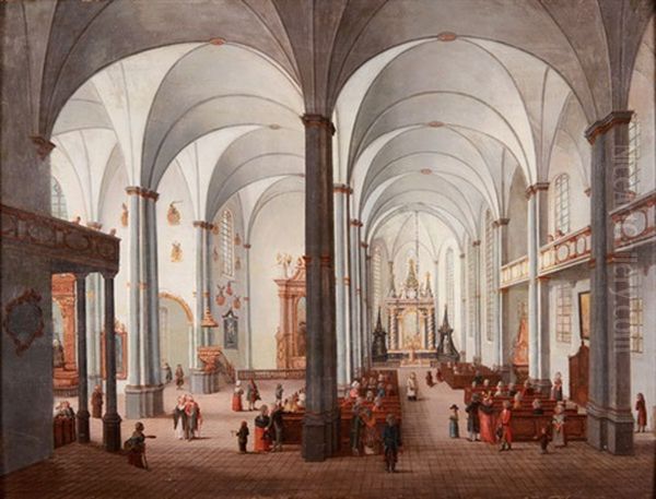 Church Interior Oil Painting by Ignatz Alois Frey