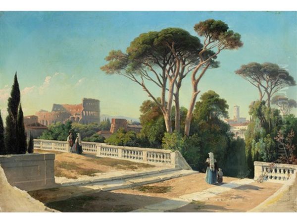 Blick Uber Rom Oil Painting by Johann Jakob Frey