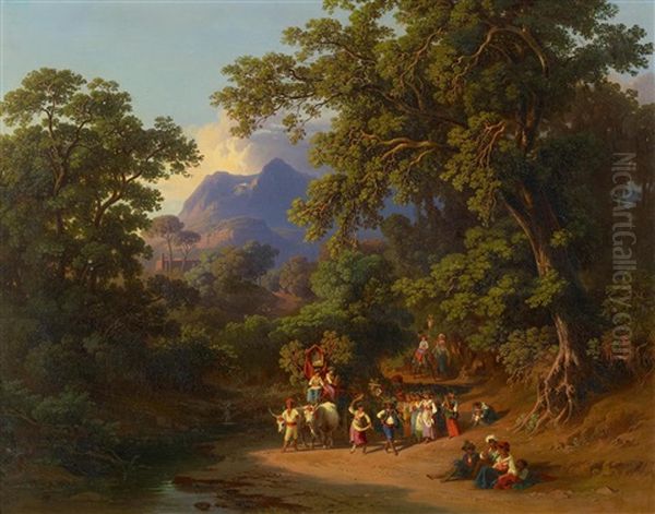 Hochzeitszug Italienischer Landleute Oil Painting by Johann Jakob Frey