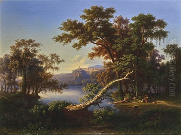 Italienische Landschaft Oil Painting by Johann Jakob Frey