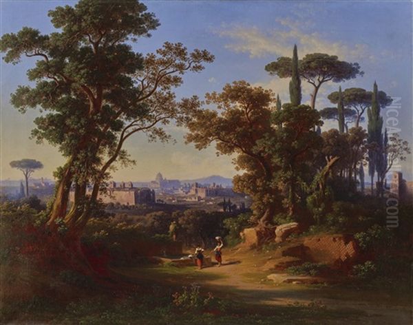 Blick Uber Rom Oil Painting by Johann Jakob Frey