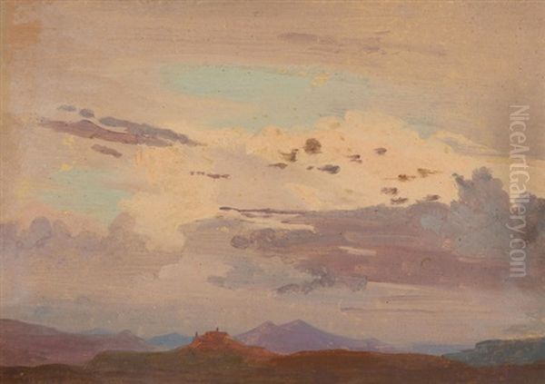 Wolkenstudie Bei Einsetzender Dammerung Oil Painting by Johann Jakob Frey