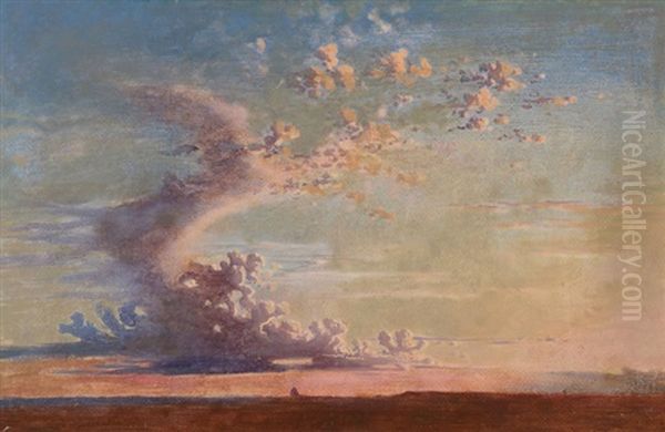 Wolkenstudie Uber Der Ebene Oil Painting by Johann Jakob Frey