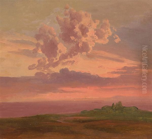 Wolkenstudie Im Abendrot Oil Painting by Johann Jakob Frey