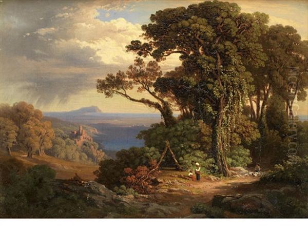 Lake Nemi Oil Painting by Johann Jakob Frey