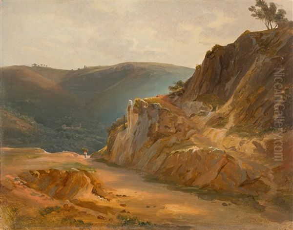 Weg In Den Bergen Oberhalb Von Rom Oil Painting by Johann Jakob Frey