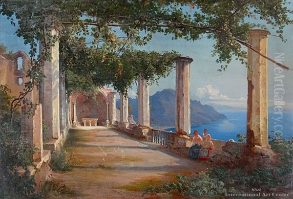 Loggia In Ravello Oil Painting by Johann Jakob Frey