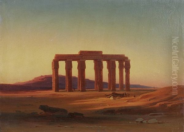 Blick Auf Die Ruine Des Hermopolis Magna Tempels In Agypten Oil Painting by Johann Jakob Frey