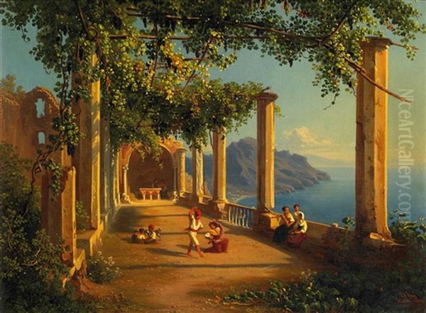 Amalfi Oil Painting by Johann Jakob Frey