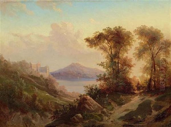 Kustenlandschaft Neapel Oil Painting by Johann Jakob Frey