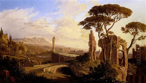 Veduta Della Campagna Romana Oil Painting by Johann Jakob Frey