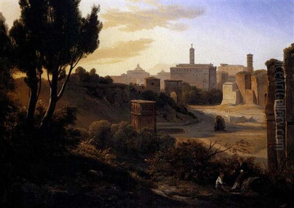 Veduta Dei Fori Romani Oil Painting by Johann Jakob Frey