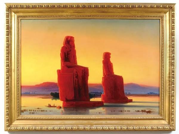 Colossi Of Memnon Oil Painting by Johann Jakob Frey