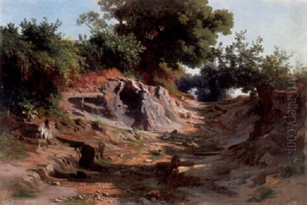 Feldweg Oil Painting by Johann Jakob Frey