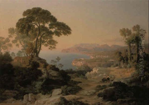 An Extensive View Of Sorrento Oil Painting by Johann Jakob Frey