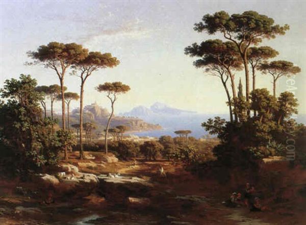 Blick Uber Massa Lubrense Auf Capri by Johann Jakob Frey