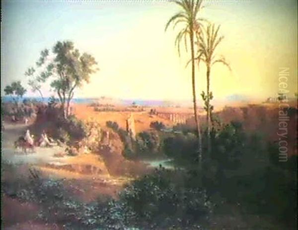 Landschaft Mit Blick Auf La Goulette Bei Tunis Oil Painting by Johann Jakob Frey