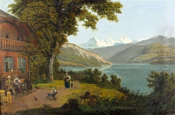 Thunersee Mit Jungfraugruppe Oil Painting by Samuel Frey