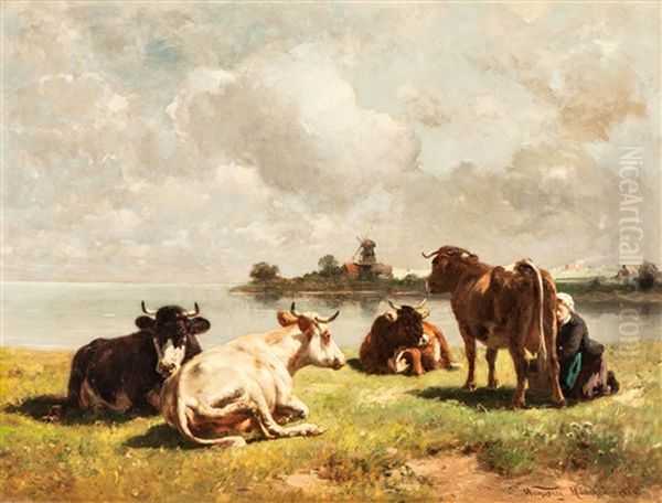 Landschaft Mit Kuhen Oil Painting by Wilhelm Friedrich Frey