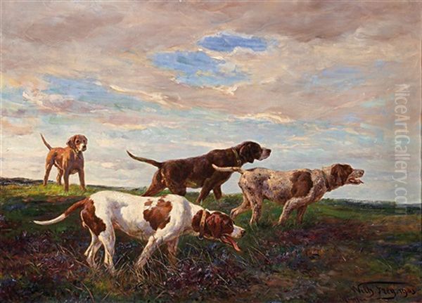 Jagdhunde Oil Painting by Wilhelm Friedrich Frey