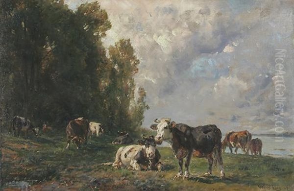 Weidende Kuhherde Oil Painting by Wilhelm Friedrich Frey