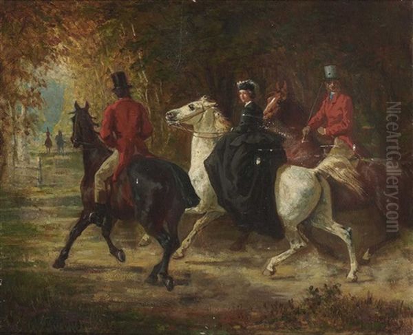 Ausritt Im Park Oil Painting by Konrad Freyberg