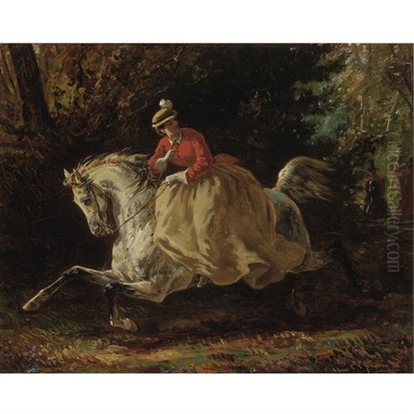 Galloping Oil Painting by Konrad Freyberg