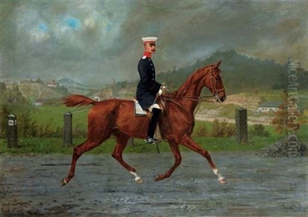 Friedrich Leopold, Prince Of Prussia, On Horseback Oil Painting by Konrad Freyberg