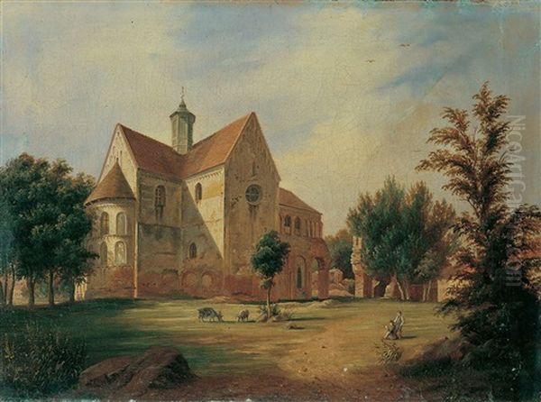 Blick Auf Die Klosterkirche Lehnin In Der Mark Brandenburg Oil Painting by Carl Daniel Freydanck