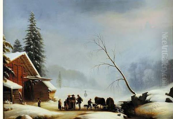 Paysage Du Valais Oil Painting by Charles Joseph Auriol