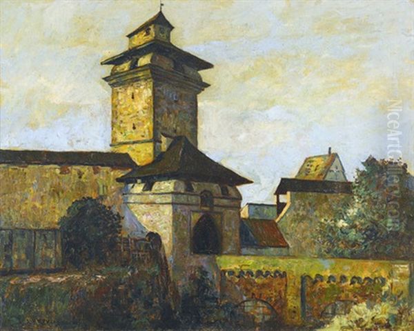 Das Reimlinger Tor In Nordlingen Oil Painting by Adolf Frey-Moock