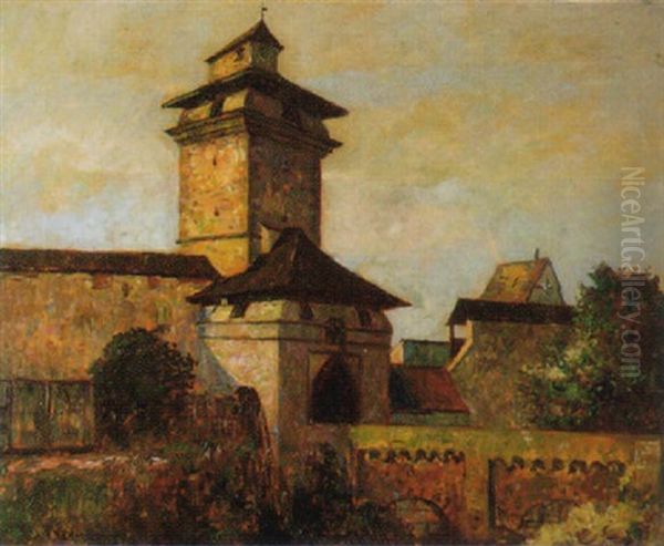 Blick Auf Das Stadttor Oil Painting by Adolf Frey-Moock