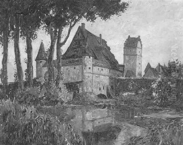 Blick Auf Ein Wasserschloss Oil Painting by Adolf Frey-Moock