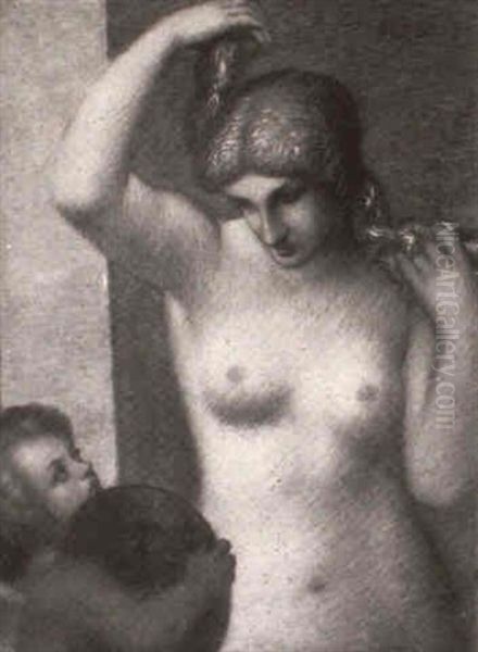 Frau Bei Der Toilette Oil Painting by Adolf Frey-Moock