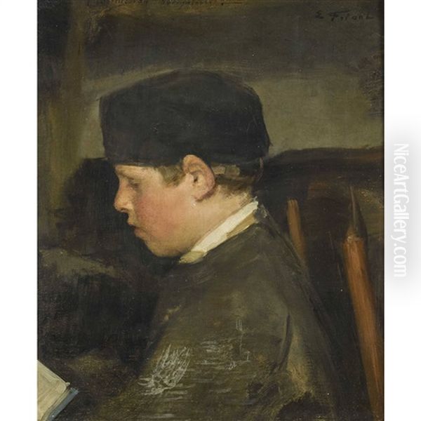 Sitzender Knabe Im Profil Oil Painting by Emile Friant