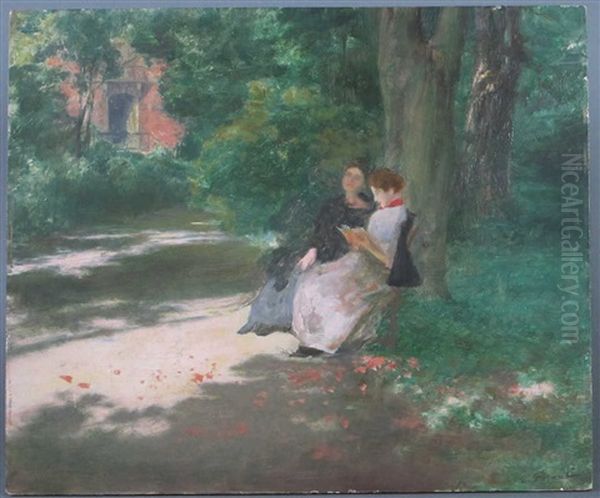 La Lecture Dans Le Parc Oil Painting by Emile Friant