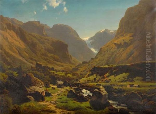 Berglandschaft Oil Painting by Joachim Frich