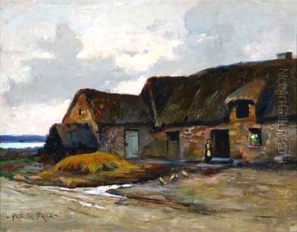 Cour De Ferme Animee Oil Painting by Paul De Frick