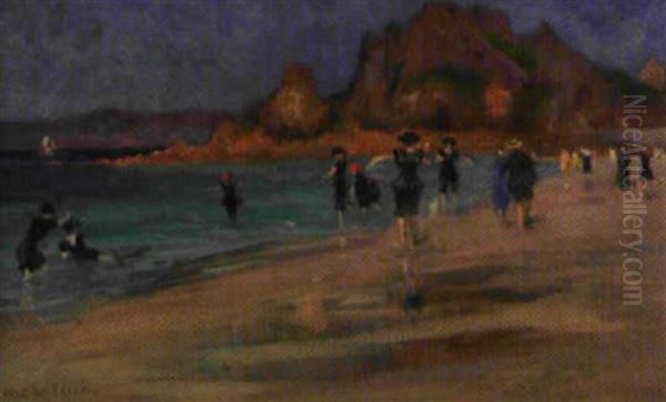 Scene De Plage Oil Painting by Paul De Frick