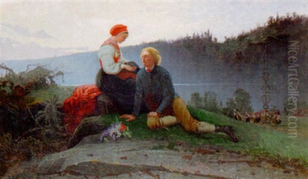 Midsommardans I Dalarna Oil Painting by Carl Ludvig Frid