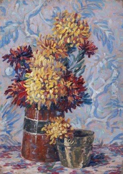 Bouquet De Fleurs Oil Painting by Henri Aurrens